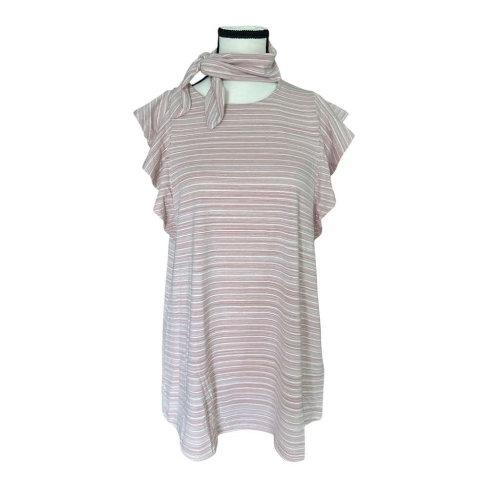 Doe & Rae Elegant Striped Jersey Boutique Flutter Sleeve Top Sizes S and L NWT